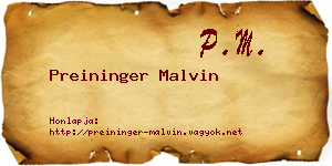 Preininger Malvin névjegykártya